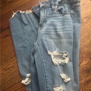 American Eagle Outfitters Blue Jeggings Distressed Denim
